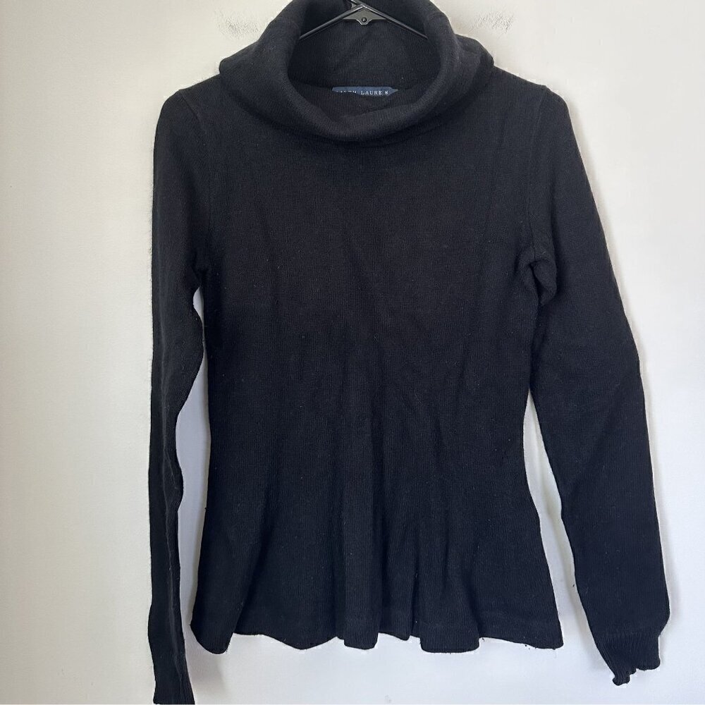 Ralph Lauren Black Cowl Neck Cashmere Blend Sweater - Size: Medium